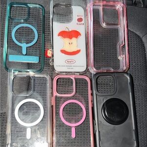 Clear Phone Case with Pink Ring MagSafe-Compatible - Unbranded